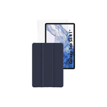 SaharaCase Samsung Galaxy Tab S8 Protection Bundle Folio Case with Tempered Glass Screen Clear/Navy