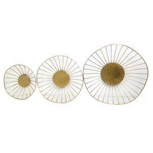 VIP Metal 20 in. Yellow Round Floral Wall Frame Set of 3 - 1 of 2