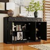 Famapy Black Storage Cabinet Buffet Chest with Gold Accents and Geometric Design Shoe Cabinet - 3 of 4