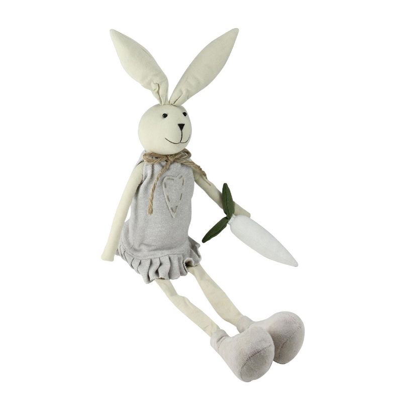 Northlight 19.5" Sitting Easter Bunny Rabbit Girl Spring Figure - Gray/White, 2 of 3