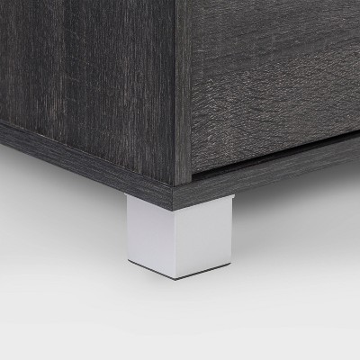 Dark Gray Wood Grain TV Stand with Cabinets for TVs up to 85"