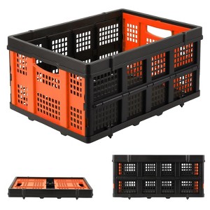 Collapsible Milk Crate with Side Handles, Heavy Duty Foldable Plastic Storage Basket, Stackable Container for Home, Car, Office - 1 of 4