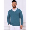 INSPIRE CHIC Men's Long Sleeve V-neck Solid Color Knitted Pullover Sweater - 4 of 4