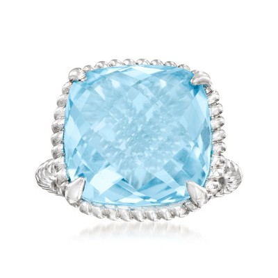 Ross-Simons 13.00 Carat Sky Blue Topaz Roped Ring in Sterling Silver