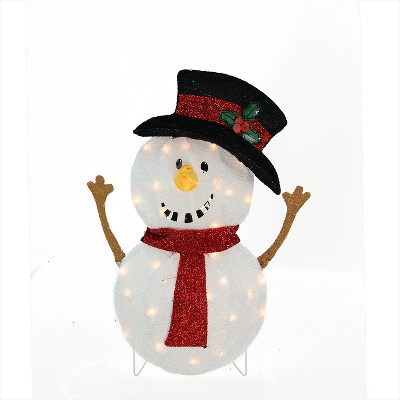 Northlight 24" Candy Cane Lane Lighted Smiling Snowman Christmas Outdoor Decoration