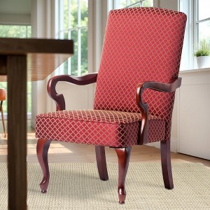 Fabric Gooseneck Arm Chair with Solid Wood Frame, High Back, and Thick Legs - 1 of 4