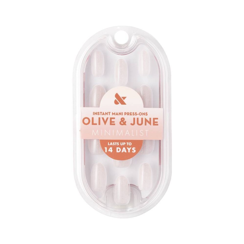 Olive & June Press-On Fake Nails - Minimalist - Milky Microglitter - M Oval - 42ct