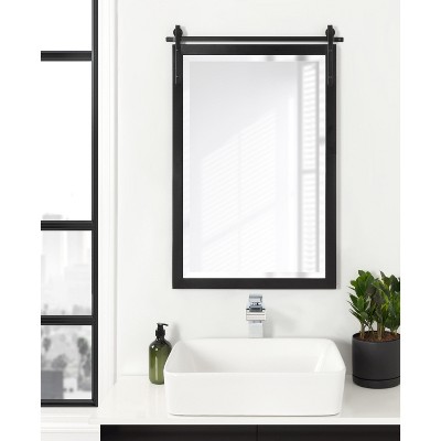 Chadbolt Black Rectangular Wall Mirror with Iron Bracket
