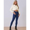 INSPIRE CHIC Women's Collared Button Down Long Sleeve Crop Jean Jacket - 4 of 4