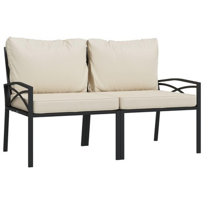 vidaXL Patio Chairs in Black and Sand, Crafted from Powder-Coated Steel with Fabric Cushions - Comfortable