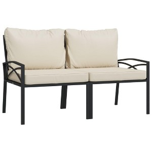 vidaXL Patio Chairs in Black and Sand, Crafted from Powder-Coated Steel with Fabric Cushions - Comfortable - 1 of 4