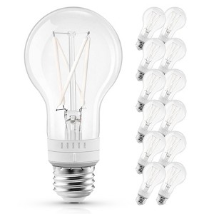 Luxrite A19 Vintage LED Light Bulb 60 Watt Equivalent, 5CCT Dimmable, 800 Lumens, Edison Bulb 7W, UL Listed, E26 Medium Base 12 Pack - 1 of 4
