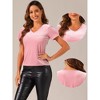 Allegra K Women's Baisc V Neck Velvet Short Sleeve T-Shirt - 2 of 4
