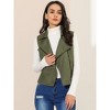 INSPIRE CHIC Women's Faux Suede Casual Sleeveless Biker Vest Jacket - 2 of 4