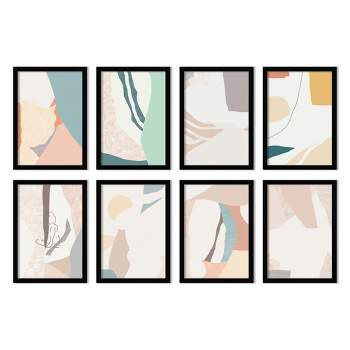 Abstracted Pastels by Sakshi Modi - Abstract Modern 8 Piece Black Framed Art Set - Americanflat