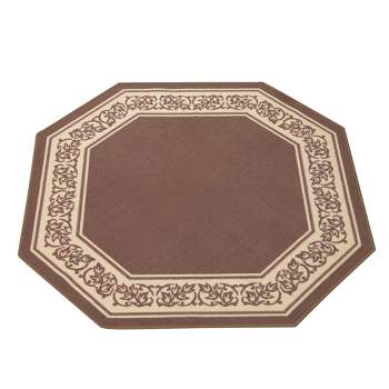Collections Etc Floral Border Octagon Accent Rug with Skid-resistant Backing to Protect Floors in High Traffic Areas 54" X 54"