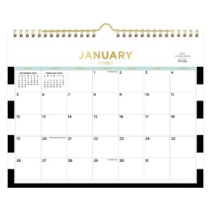 Day Designer 2025 Wall Calendar 8.86"x11.02" Rugby Stripe: Monthly Planner, Wire Binding, Adult Audience, Black & White - 1 of 3