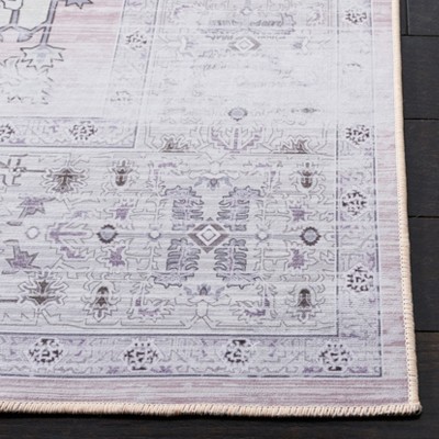 Elegant Pink/Beige Synthetic 9' x 12' Washable Area Rug