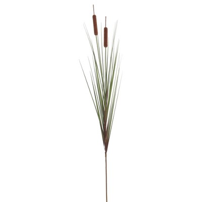 Lifelike 48" Green Grass and Cattails Potted Arrangement in Black Planter