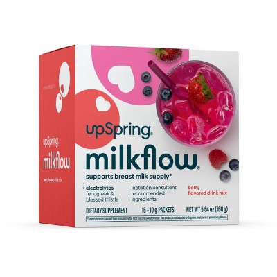 Upspring Milkflow Fenugreek + Blessed Thistle Berry Drink Mix Lactation Supplement - 16ct - Formulated with Electrolytes