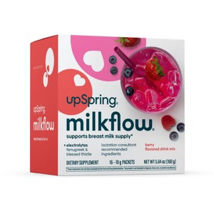 UpSpring MilkFlow Drink Mix Breastfeeding Supplement with Electrolytes - Berry Flavor - 16ct - 1 of 4