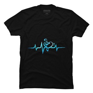 Men's Design By Humans Music Clef Heart Beat Treble Base By BaoMinh T-Shirt - 1 of 2