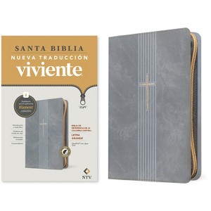 Biblia de Referencia En La Columna Central Ntv, Letra Grande de Zíper Con Filament (Sentipiel, Gris, Índice, Letra Roja) - (Leather Bound) - 1 of 1