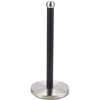 Countertop Paper Towel Holder with Spray Bottle, Stainless Steel Freestanding Kitchen Tissue Rack, Black, Size: 6.7“ x 12.2”
