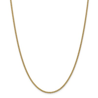 Black Bow Jewelry 2.1mm 14k Yellow Gold Solid Wheat Chain Necklace