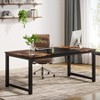 Lirago Brown 63" Conference Table E1 Engineered Wood Metal Frame 31.5x63x29.5 6-Seater Meeting Desk - 3 of 4
