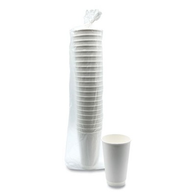 Boardwalk Paper Hot Cups, Double-Walled, 16 oz, White, 25/Pack