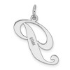 Black Bow Jewelry 14k White Gold, Ella Collection, LG Fancy Script Initial Pendant A-W - 3 of 4