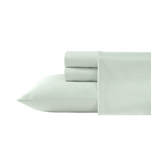 Laura Ashley La T800  Solid Green Queen Sheet Set - 1 of 4