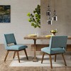 VYNXARIA Accent Chair，Dining Side chair，Rubber Solid Pecan Wood Finish，Attached Seat Cushion， (set of 2) Blue - 2 of 4