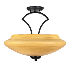 Toltec Lighting Zilo 3 - Light Flush Mount in  Matte Black with 18" Zilo Cayenne Linen  Shade - 1 of 1
