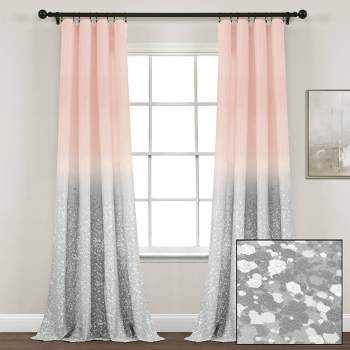 52"x84" Set of 2 Kids' Glitter Ombre Metallic Print Window Curtain Panels Blush/Gray - Lush Décor