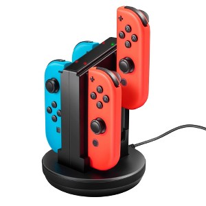 Insten Charger for Nintendo Switch & OLED Model Joy Con Controller, 4 in 1 USB Charging Station Dock Stand Accessories - 1 of 4