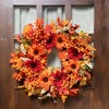 Northlight Mums and Berries with Fiery Foliage Fall Harvest Wreath - 24" - 2 of 4