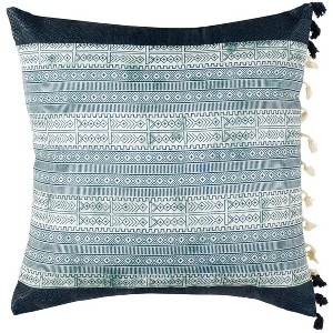 Linney Pillow - Deep Blue/Grey - 16"X16" - Safavieh - 1 of 4