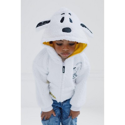 White Faux Shearling Snoopy Cosplay Hoodie for Boys, 18 Months