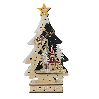 Christmas Tree Shaped Santa Scene - One Figurine 15.5 Inches - Led ...