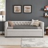 PDTEND Twin Size Tufted Upholstered Daybed with Trundle, Square Arms, Buttons & Copper Nails - 4 of 4