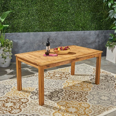 Natural Acacia Wood Expandable Outdoor Dining Table