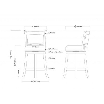 Caramel Faux Leather and Wood Swivel Counter Stool