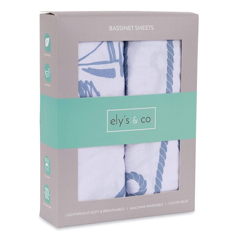 Ely's & Co. Baby Fitted Bassinet Sheet  100% Combed Jersey Cotton   for Baby Boy  2 Pack, 3 of 7