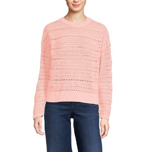 Lands' End Women's Cotton Blend Pointelle Crew Neck Sweater - 1 of 3