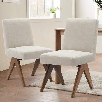 Set of 2 Morgan 18.5" Wide Upholstered Seat and Back Dining Chair With Upside Down "V" shape design Solid Wood Legs-Maison Boucle