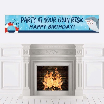 Big Dot of Happiness Shark Zone - Jawsome Shark Happy Birthday Decorations Party Banner