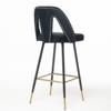 28" Bar Stools Set Of 2, Velvet Upholstered Counter Height Barstools With Nail Head Decoration, Tall Barstools - 3 of 4