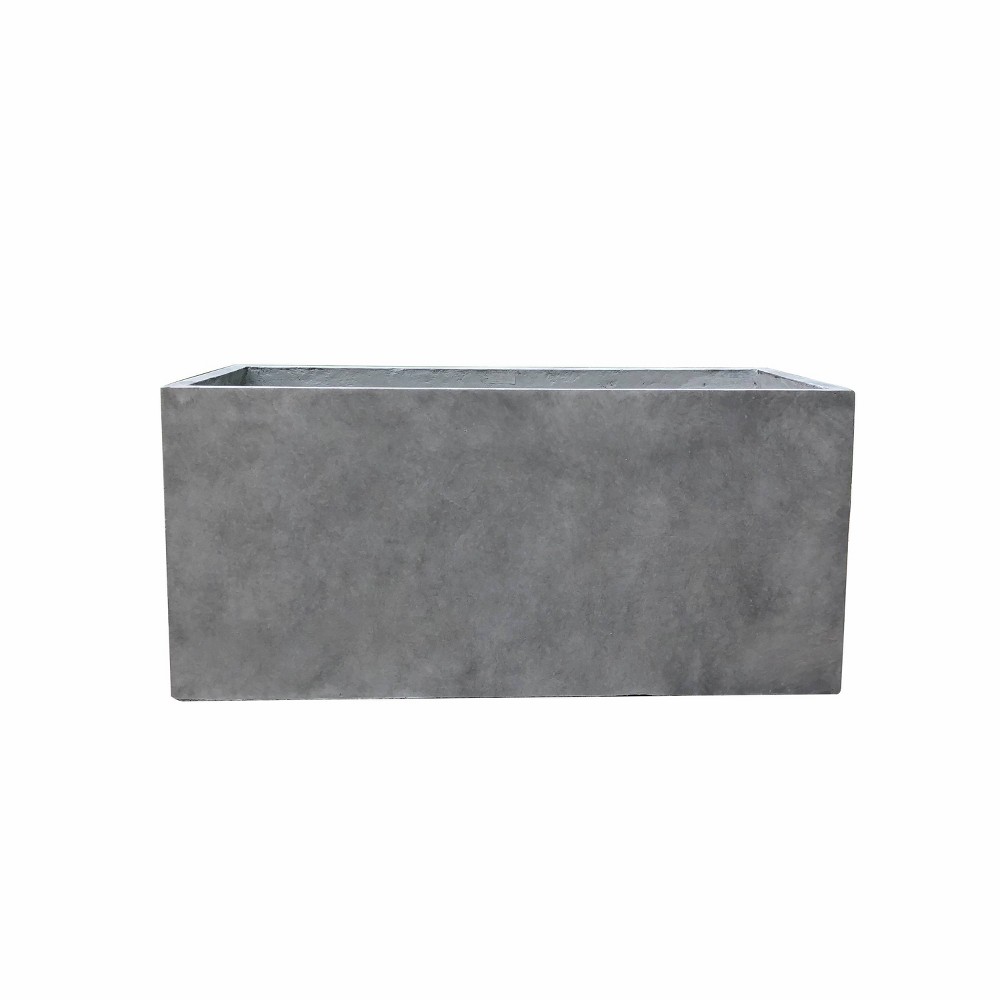 Photos - Flower Pot 12" Rectangular Concrete/Fiberglass Elegant Indoor/Outdoor Planter Natural - Rosemead Home & Garden, Inc.: Durable, Modern D